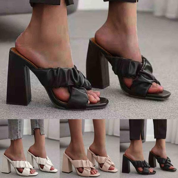 

sandals ladies summer fashion plus size solid color square sandal women's 2021 shoe for women, Black