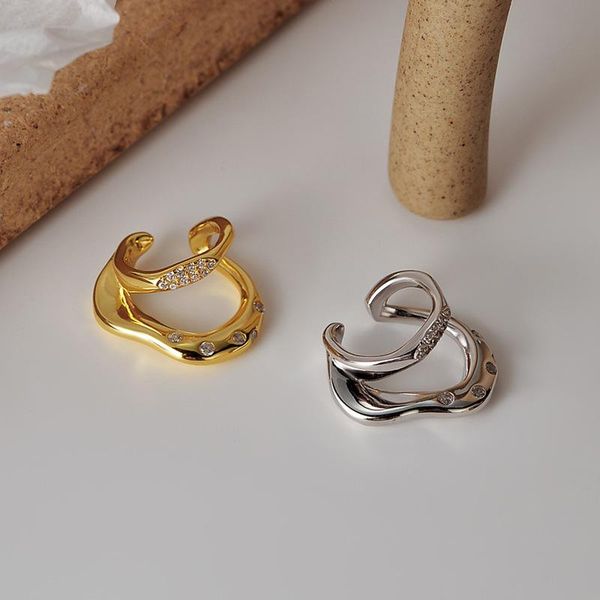 

hoop & huggie simple niche s925 sterling silver irregular bump ear clip female ins without pierced diamond, Golden;silver