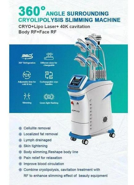 

new arrival 360 cryo therapyliposis slimming super 4 handles working together cryolipolysis+cavitation+rf+lipolaser double chin removal with