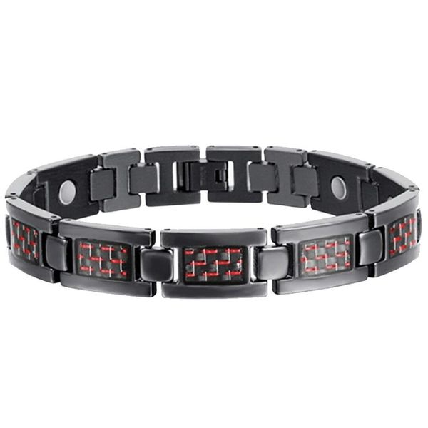 

link, chain health therapy gift simple men bracelet wristband charm accessories valentines day fashion magnetic titanium for arthritis, Black