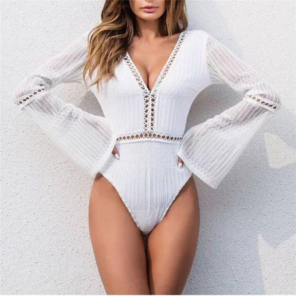 

women's jumpsuits & rompers 2021 fashion solid color v-neck hollow button jumpsuit body suit mujer playsuit bodysuit #3a24, Black;white