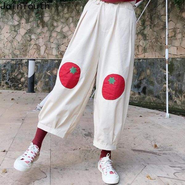 

women's pants & capris joinyouth korean cute strawberry loose pantalon femme appliques harajuku fashion sweatpants women spring elastic, Black;white