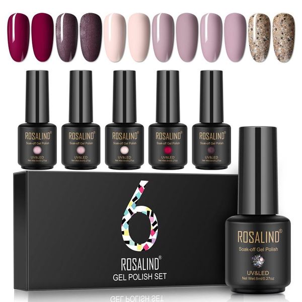 

nail polish romantic multicolor long-lasting gel set bright kit 7ml*6pcs uv led diy art manicure morandi beauty shop a