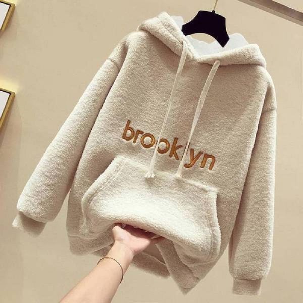 

women's hoodies & sweatshirts fleece women casual imitation cashmere letter printing sweatshirt hooded full sleeve for spring 5xvc, Black