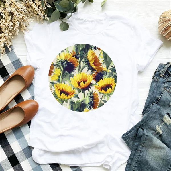 

and women lady sunflower men t shirt cartoon womens printed tumblr fashion print ladies tee clothes female graphic, White;black