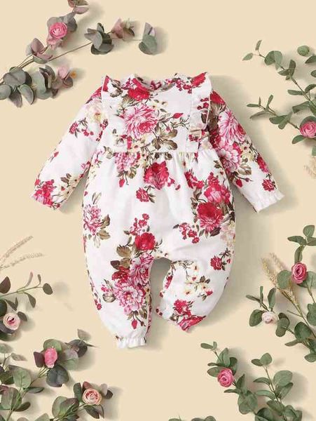 

baby floral print ruffle detail jumpsuit she, Blue