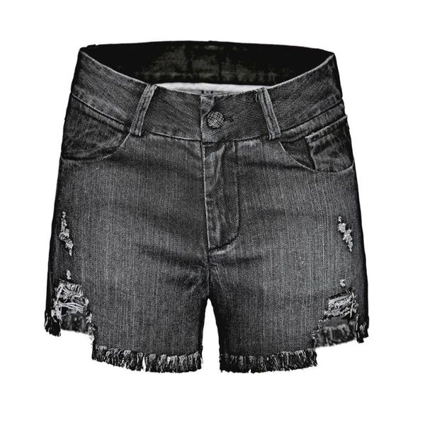

womens high waist hole denim shorts spring summer ripped female worn loose burr gray women's, White;black