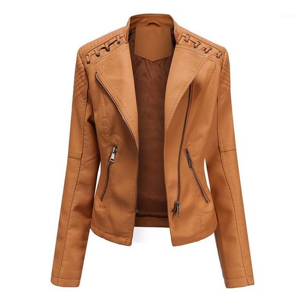 

women's jackets women pu motorcycle jacket 2021 spring autumn casual faux leather jakcets female slim streetwear oversized coat short o, Black;brown