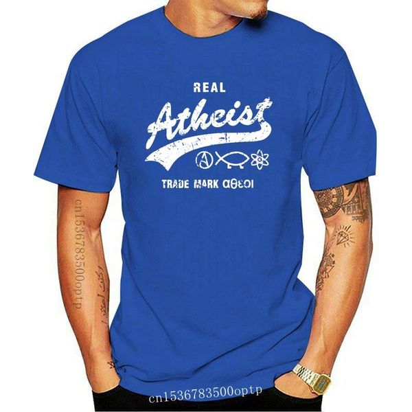 

men's t-shirts 2021 funny print t shirt men real atheist t-shirt - direct from, White;black