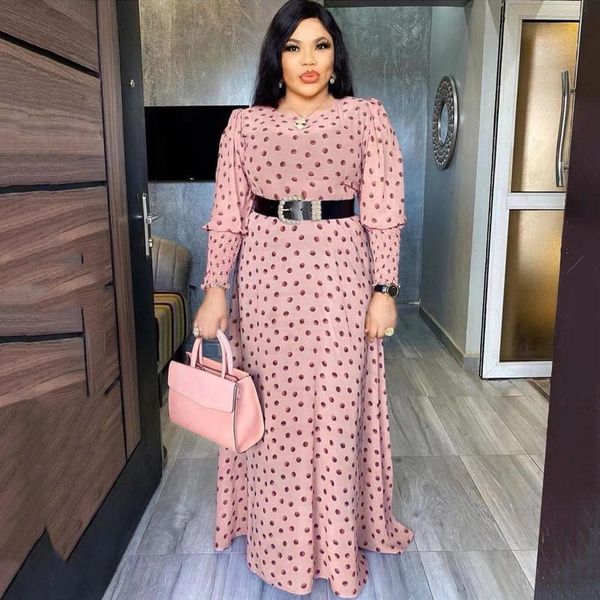 

african print polka dot maxi dresses women long sleeve chiffon dress underdress pieces set muslim fashion evening gowns ethnic clothing, Red