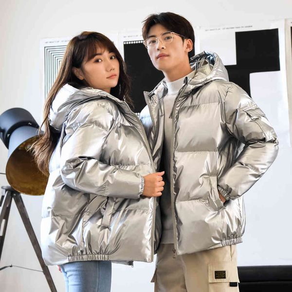 

cotton padded jacket men's korean fashion brand short down cotton 2021 bright face winter wear, Black