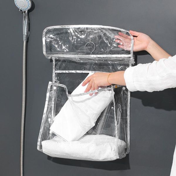 Depolama torbaları şeffaf su geçirmez katlanır duvara monte nefes alabilen çamaşır sepeti kirli giysiler asılı çanta banyo organizatör