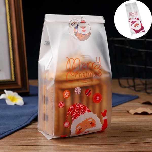 

christmas decorations 50pcs xmas present gift package plastic baking cookie candy diy for home party packing decoration sac cadeaux noel #21
