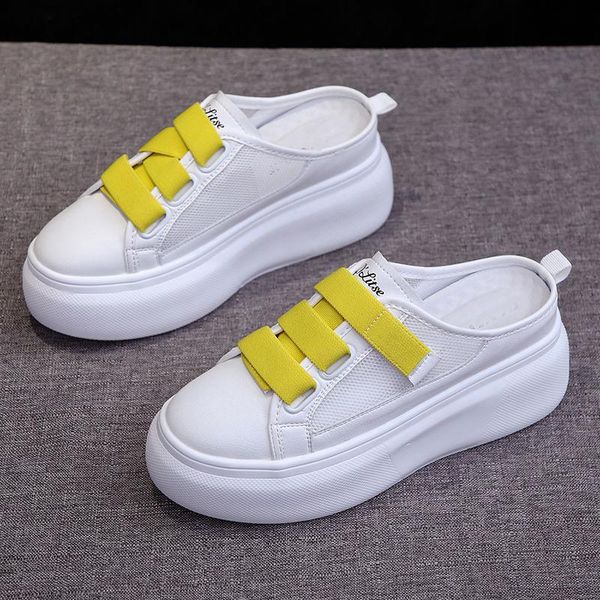 

summer wild thick bottom increased sandals lazy baotou women's slippers net celebrity semi-drag outer wear fashion, Black