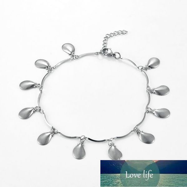 

fashion woman stainless steel anklets casual/sporty silver color chain women shell ankle bracelet jewelry gift, Red;blue