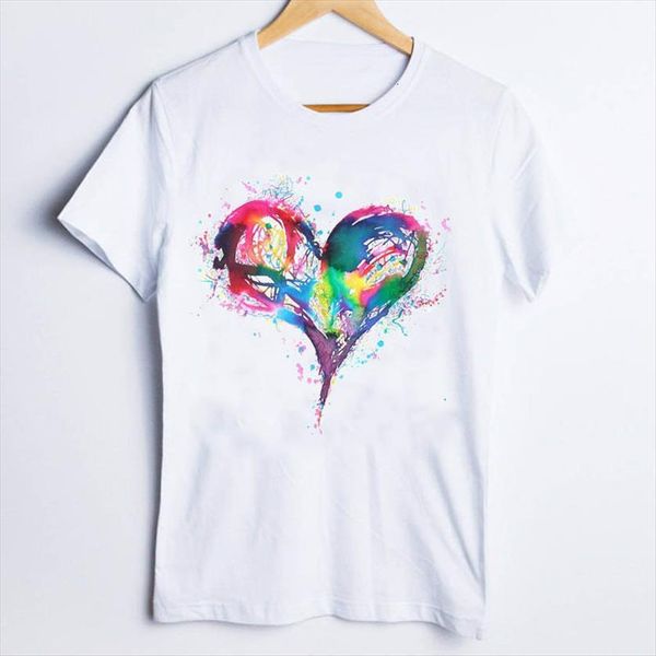 

tees fashion love heart women watercolor 90s clothes clothing womens, White