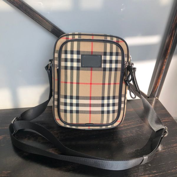 

Designer luxury messenger bag men mix and match plaid leather color matching