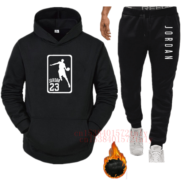 

men's tracksuits 2021 tracksuit fashion running sets sportswear two piece cotton fleece thick hoodie+pants sporting suit male, Gray