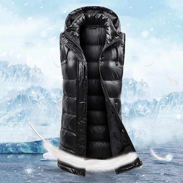 

women's vests coat vest hood sleeveless winter warm down pockets solid quilted jacket cotton padded waistcoat outdoor #40, Black;white