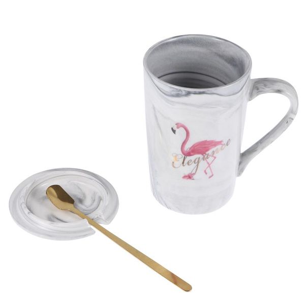 

mugs 1 set ceramic drink mug beautiful breakfast with lid and golden spoon )