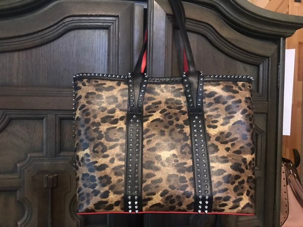 

mixed printing women big shopping bags platfor doodling designer handbags totes composite genuine leather purse redbottomshoulder bag