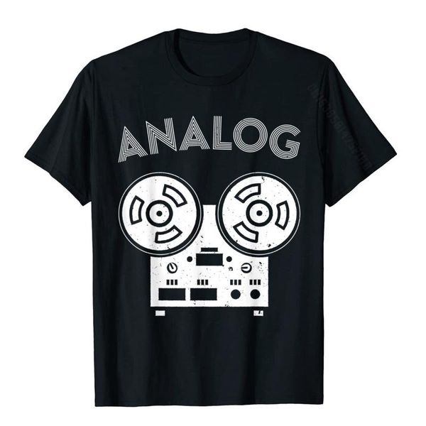 

men's t-shirts analog vintage reel to audio recording sound engineer t-shirt t shirt retro normal cotton men crazy, White;black
