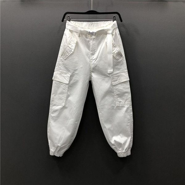 

women's pants & capris spring summer fashion women elastic waist white denim harem all-matched casual loose jeans plus size, Black;white