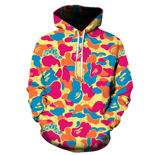 

men's hoodies & sweatshirts 2021 long-sleeved sweater camouflage hip-hop print hooded headband rope casual and comfortable sports autum, Black