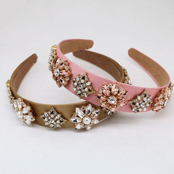 

hair clips & barrettes elegant vintage baroque pearl crystal flower headband for women tiaras and crowns rhinestone hairband wedding accesso, Golden;silver