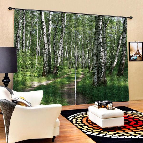 

modern custom 3d trees pattern cypress forest shower curtains for bedroom customizable blackout indoor drapes curtain &