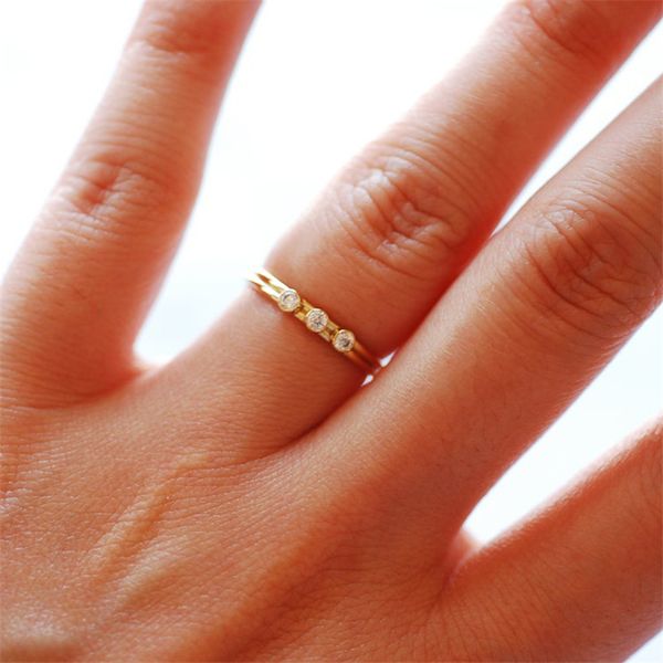 

14k gold filled zircon rings knuckle jewelry femme minimalism anelli donna, Silver