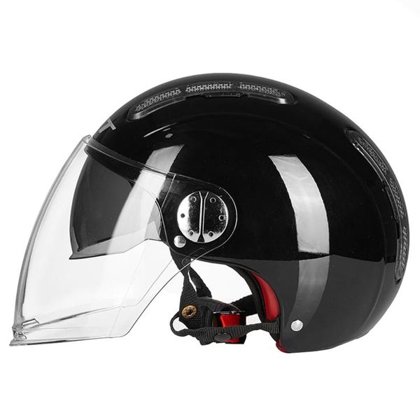 

motorcycle helmets bright black helmet motorbike biker riding open face dual lens scooter motorcross moto crash for men