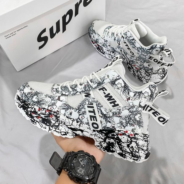 

mens womens running shoes black white blue green gray -24 graffiti comfortable breathable fashion trainers sports sneakers outdoor size 39-4