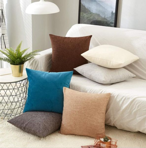 

cushion/decorative pillow 45*45cm solid color linen style cloth pillowcase nordic plain decoration living room sofa decorative cushion cover