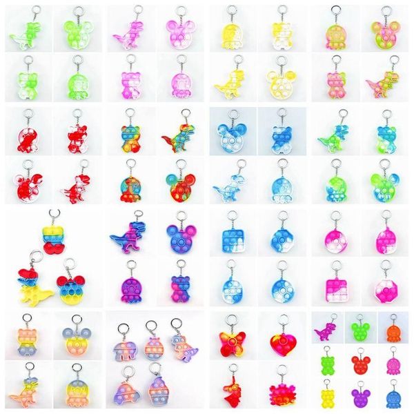 

new children push bubble fidget sensory toy key ring educational anti-stress toys decompression keychain wht0228