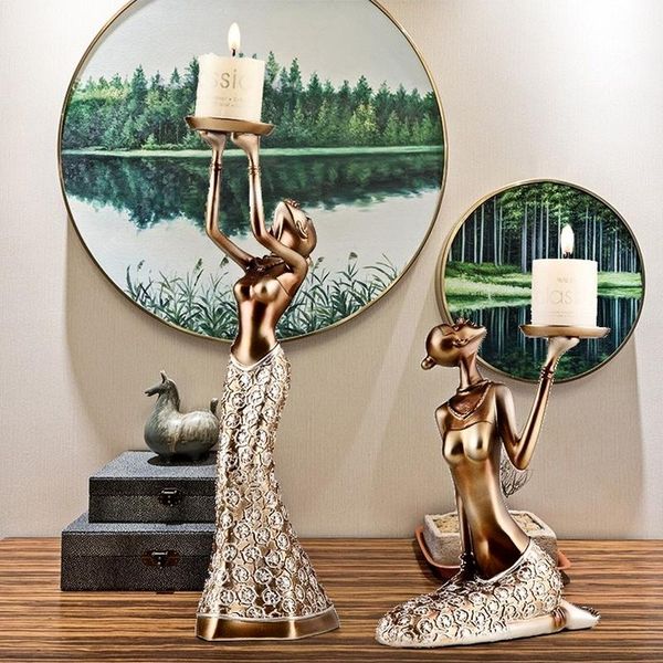 

candle holders vintage lady candlestick nordic abstract character sculpture holder candlelight dinner home decoration ornament crafts
