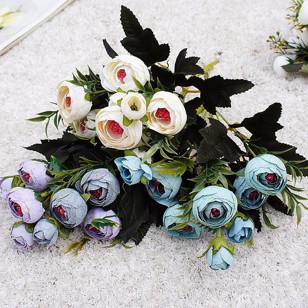

decorative flowers & wreaths rose artificial hydrangea hybrid bouquet silk fake flower autumn decoration diy home garden weddin