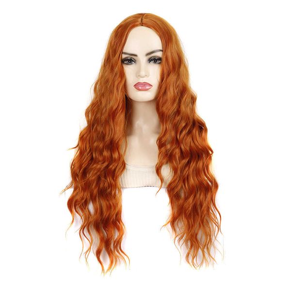 

dance color animation daily long curly hair cosplay wig headgear, Black