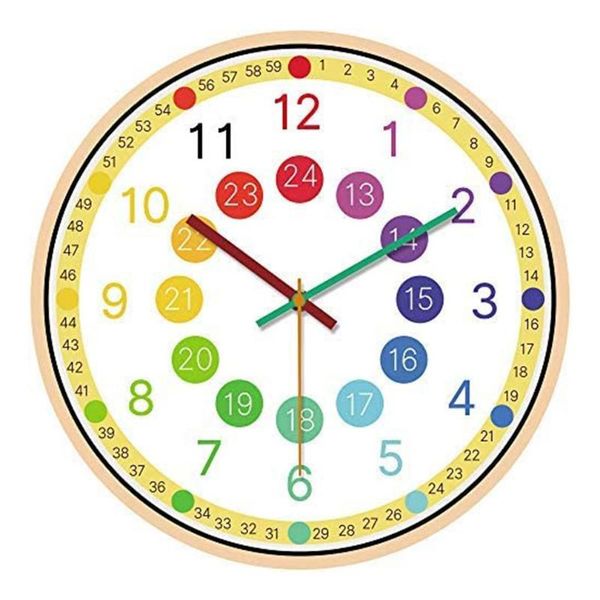 

wall clocks education clock living room children fashion round modern design kids bedroom home decor