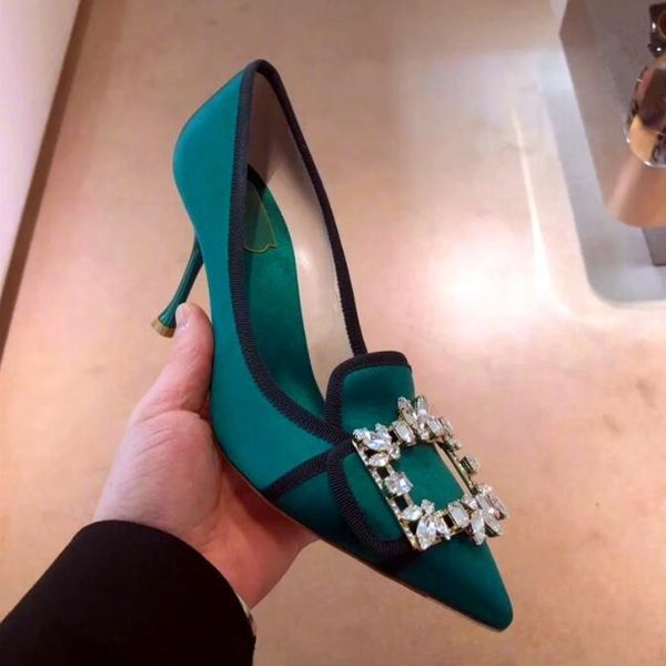 

designer shoes to women's high-heeled pumps strass decoration chaussures femme ladies'shoes, Black