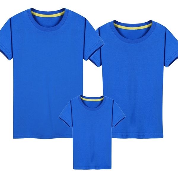 

round collar casual loose teen cotton shirt mother kids 210922, Blue