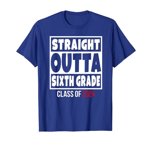 

straight outta sixth grade class of 2024 shirt graduation, White;black