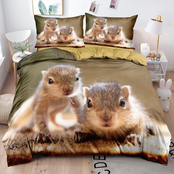 

bedding sets 3d duvet cover set quilt comforter case linen bed king  full single double squirrel bedspread