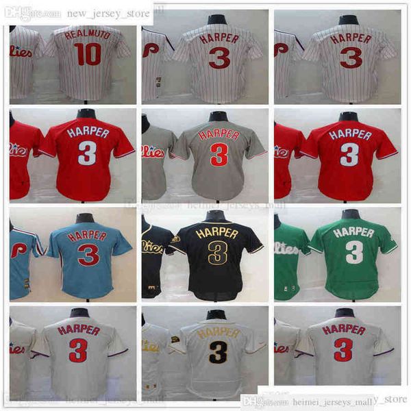 

Stitched Baseball 10 JT 3 Bryce Realmuto Harper Jerseys Red White Blue Jersey Blank No Number Name for Man Black Gold Green Gray Size S-XXXL, Same as picture