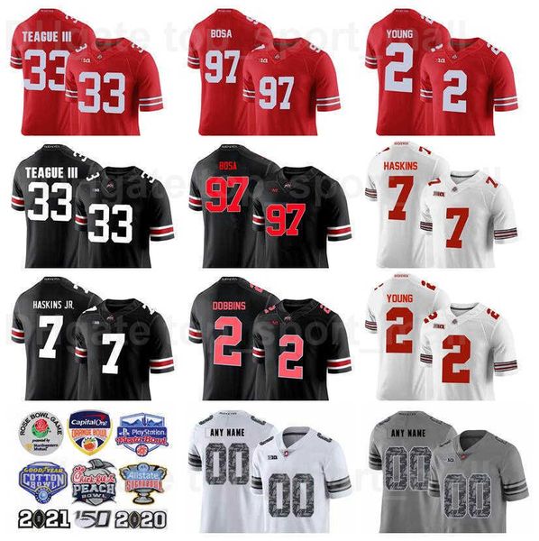 

ncaa college football 2 chase young jersey ohio state buckeyes 7 dwayne haskins malcolm jenkins jk dobbins 25 weber 97 joey bosa 33 master t, Black