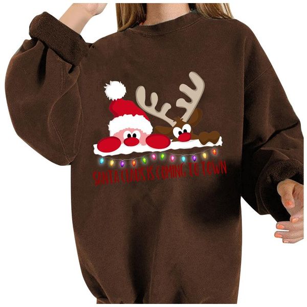 

women's hoodies & sweatshirts women casual fashion long-sleeved christmas print hooded long sleeve loose sweatshirt winter neck cotton, Black