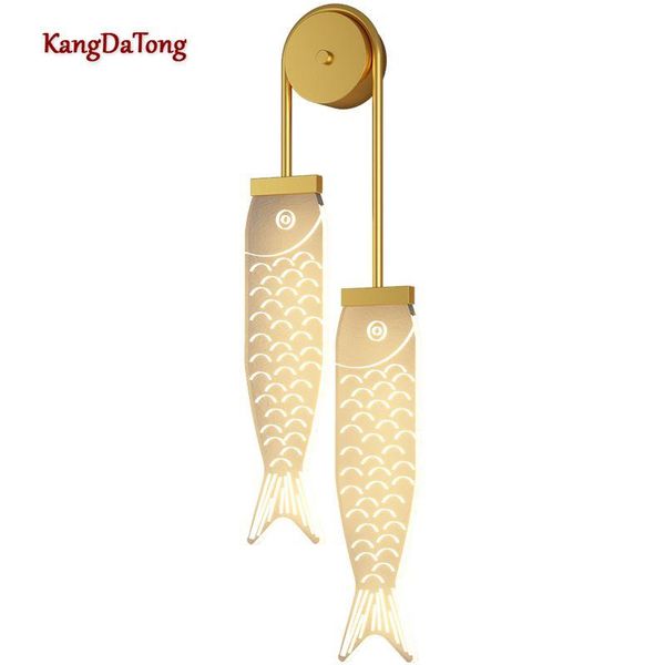 

personality fish led wall lamp bedroom bedside modern simple light luxury living room lighting corridor decorative lights