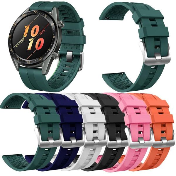 

watch bands silicone strap for huawei gt2 46mm watchband silica gel wrist bracelet de montre correa reloj pasek do zegarka, Black;brown