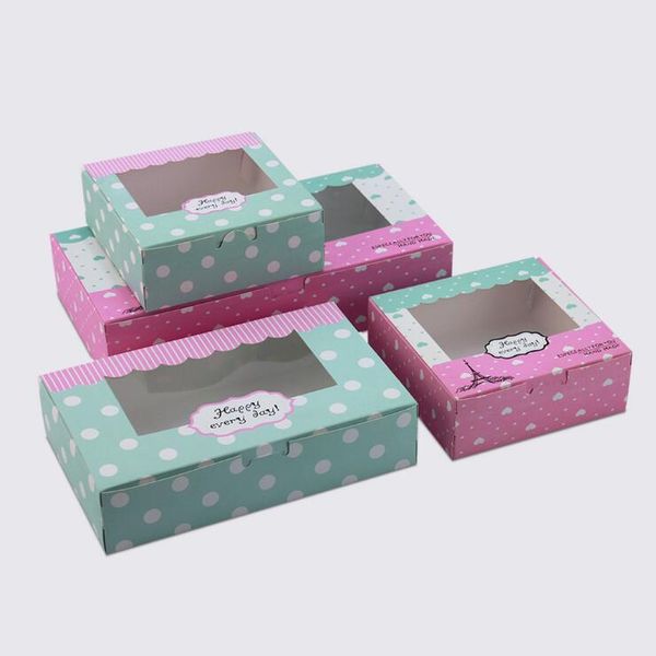 

gift wrap 10pcs kraft box paper cake pvc window craft jewelry box, packing cardboard box,kraft wedding favors cookie for candy