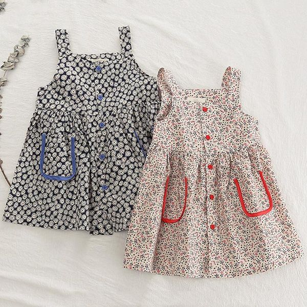 

toddler kids baby girls casual floral princess pocket dress sundress outfits girl's dresses, Red;yellow